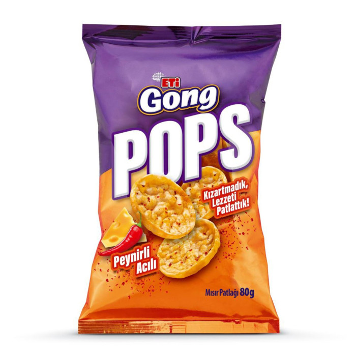 Eti Gong Pops Popcorn Hot Cheese (80 gr)