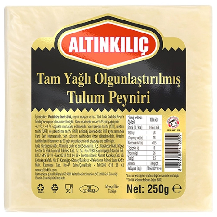 Altınkılıç Tam Yağlı Olgunlaştırılmış Tulum Peyniri (250 gr)