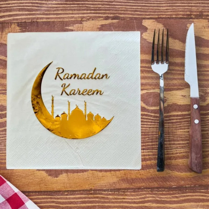 Altın Yaldızlı Ramadan Kareem Peçeteleri (16 pcs)