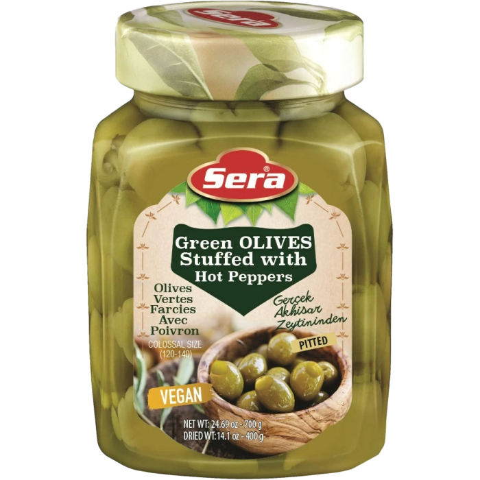 Sera Yeşil Zeytin Acı Biberli (700 gr)